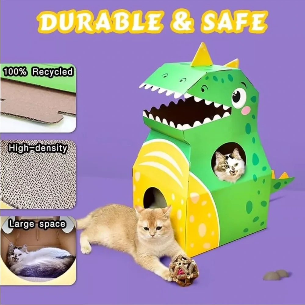 Cat Scratch Pad Cat House Cozy Cardboard ECO-friendly For Small Cats Dinosaur